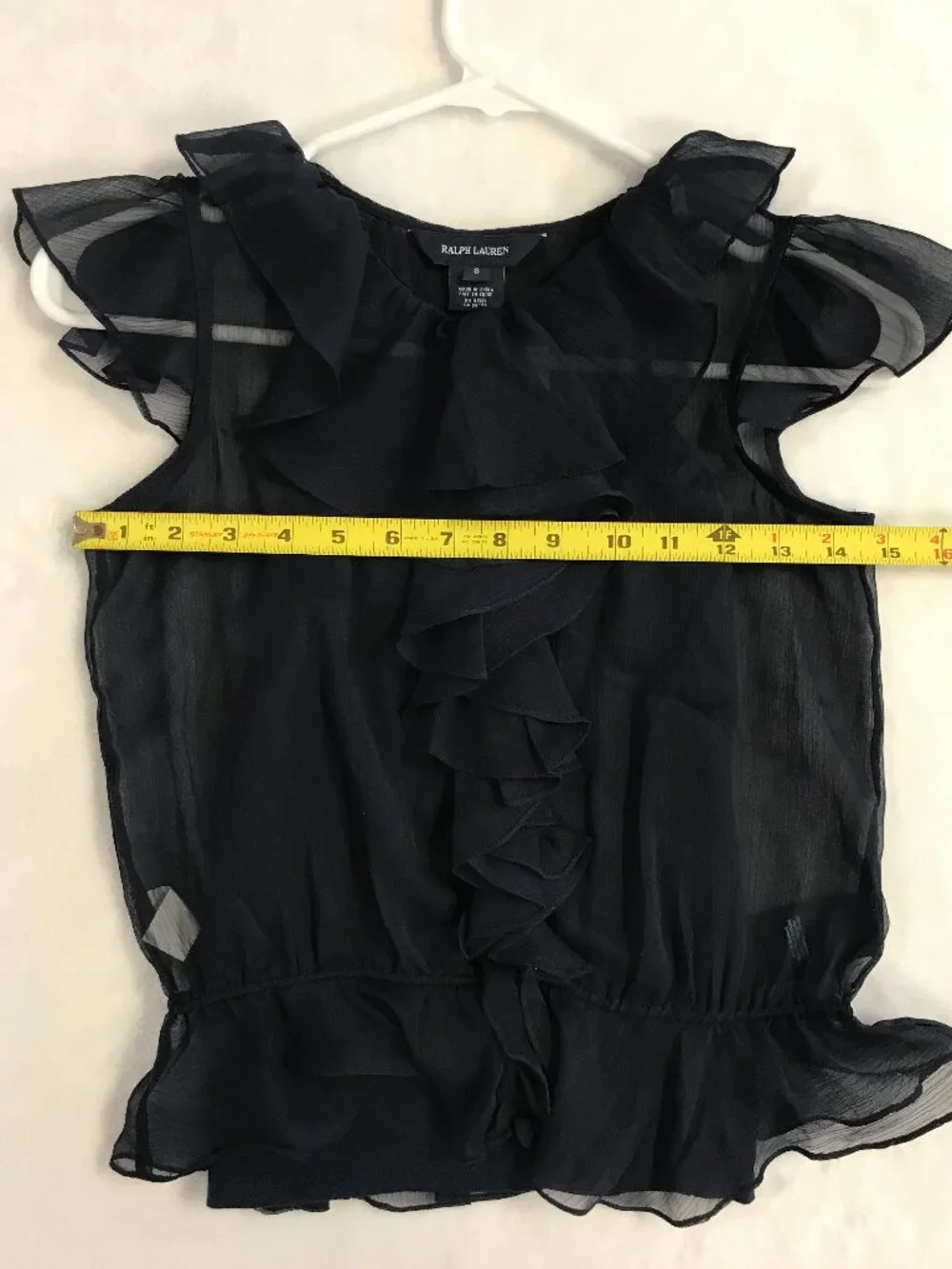 Ralph Lauren Girls Navy Ruffle Chiffon Top 2-Piece Set Size 8 NWT Cami Included